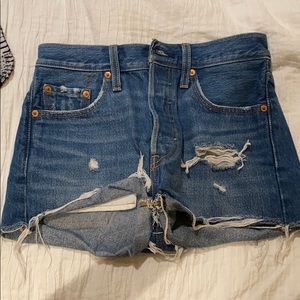 Levi's 501 high waisted denim shorts
